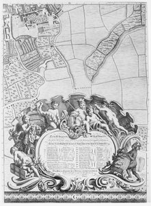 Inscription de la carte de Londres de Rocque, listant les échevins de la ville et leurs zones, 1746